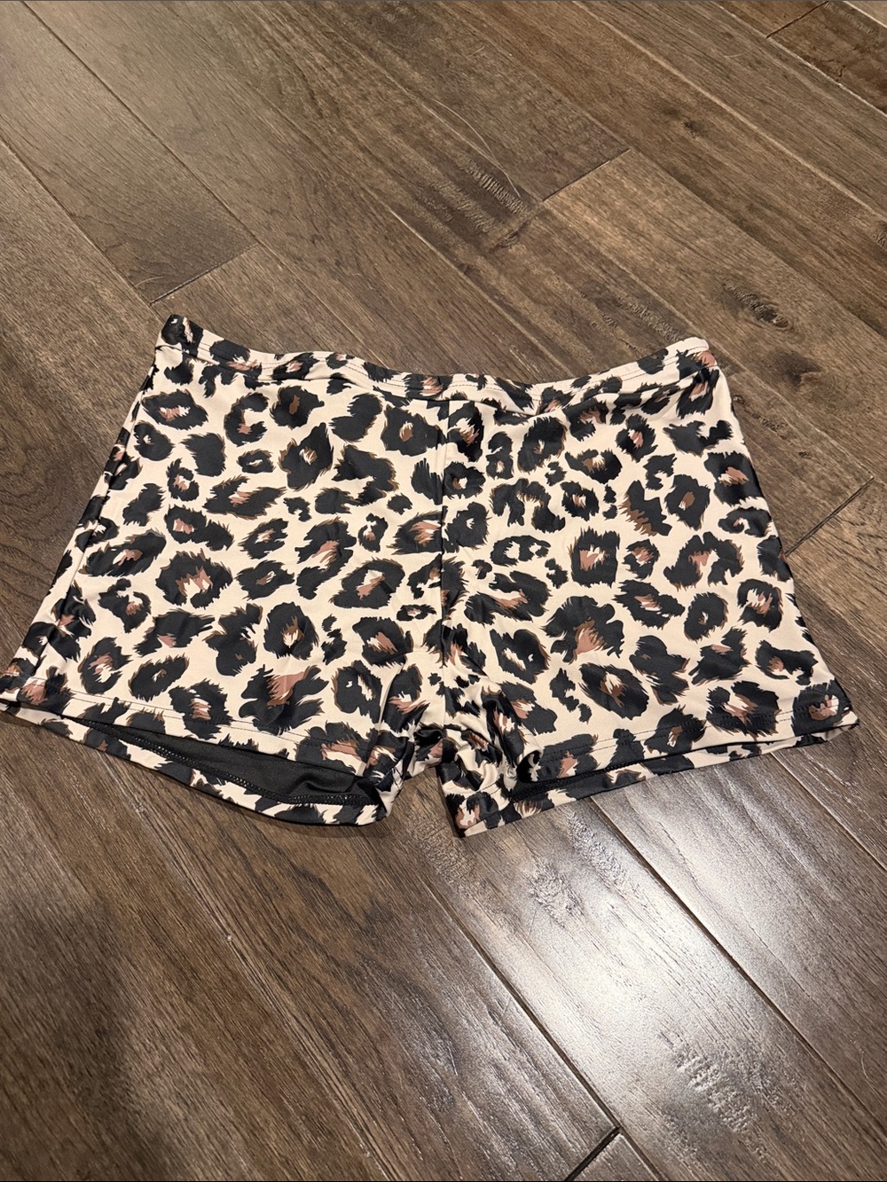 Leopard Print Women's Swim Shorts - Beige & Black NEVER WORN XXL